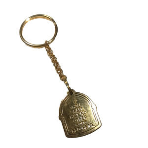 Ten Commandments Gold Tone Keychain Lightweight Religious